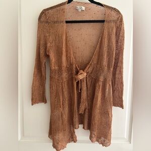 Murielle Rust Knit Cardigan with Tie Front